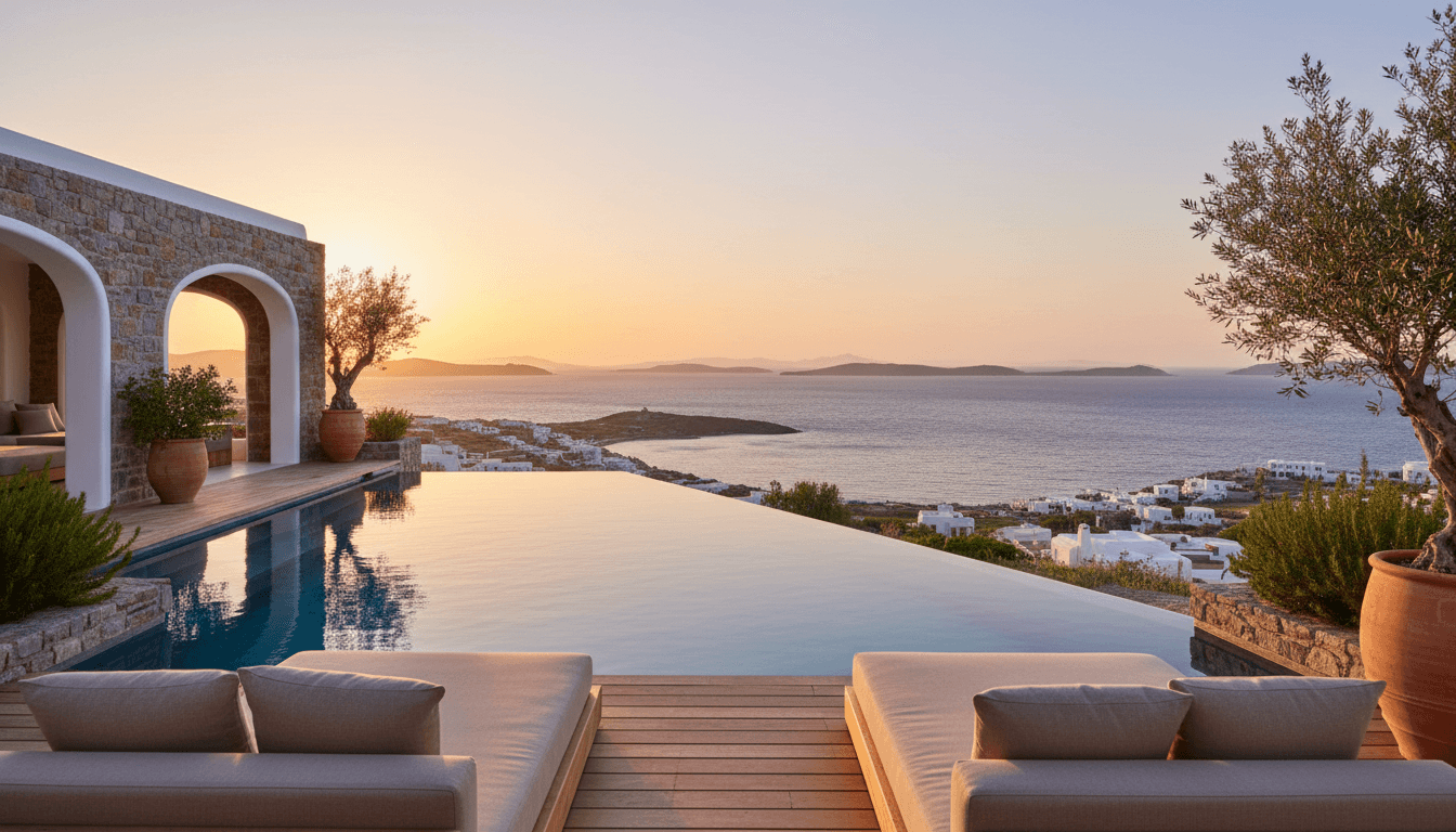 Whitewashed buildings and blue domes overlooking the Aegean Sea in Santorini