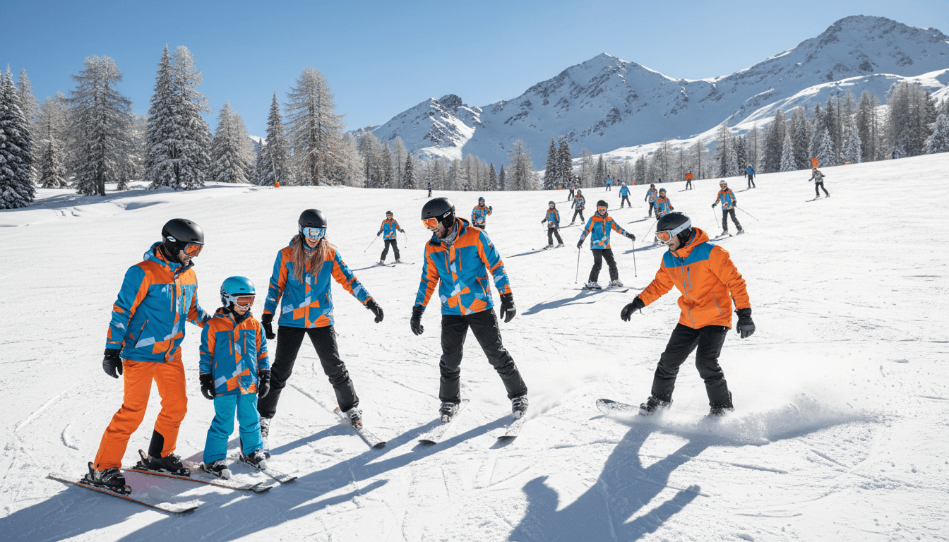 Snowy mountain ski resort