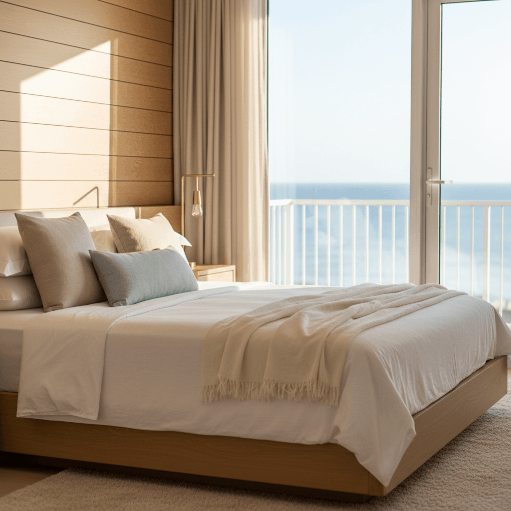 Luxury hotel room with ocean view